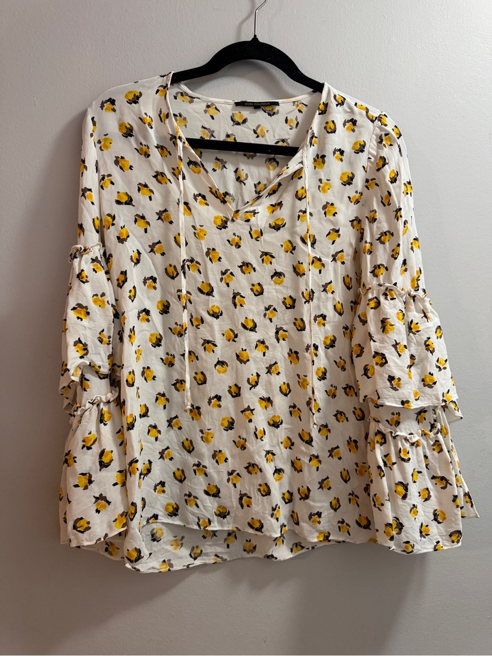 Kobi Halperin Savanna Split-neck Floral Silk Top